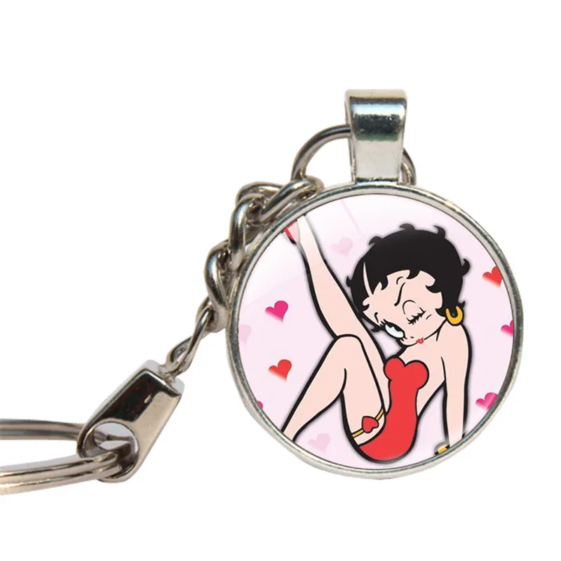 Betty Boop брелки прекрасные Обувь для девочек 80-х Винтаж Sexy Lady Брелоки для автомобиля Стекло Купола Брелок кабошон ключ ювелирные изделия ghildren день подарок