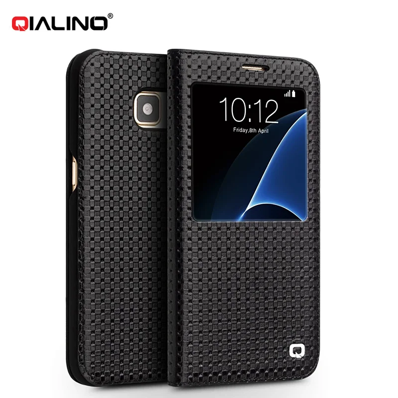 QIALINO Luxury Coque S View Flip Cover for Samsung Galaxy S7 S7 Edge G930 G935 Genuine