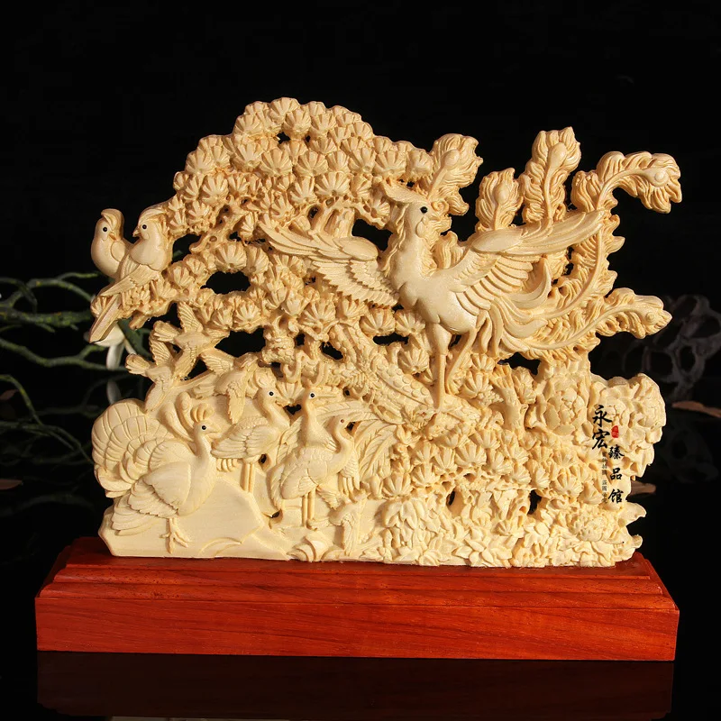 

Wood carving bird and phoenix home decoration desktop ornaments(A053)