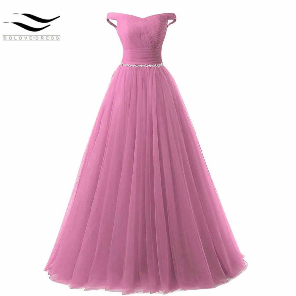

New Sexy Style Boat Neck A-line Tulle Beading Sashes Ball Gown Pleat Prom Formal Evening Quinceanera Dress Diffrent Color