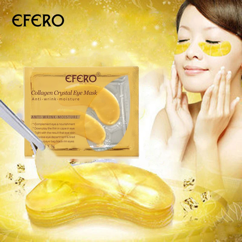 efero 5pair=10pcs 24K Gold Serum Collagen Eye Mask Anti-Aging Anti Wrinkle Remove Dark Circles Eye Bags Gel Collagen Eye Patch