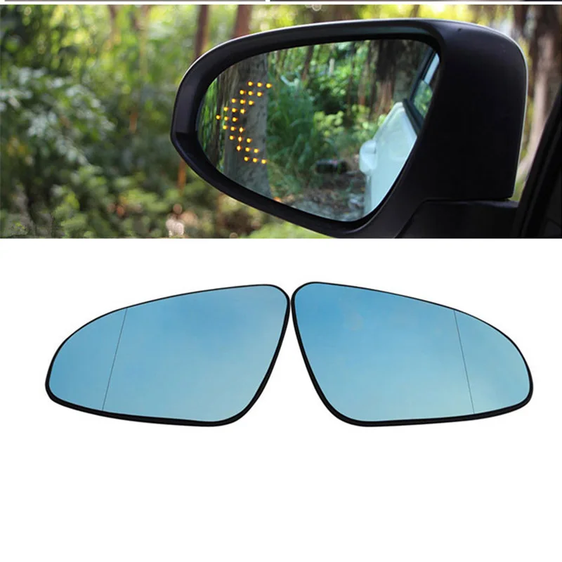 Power Heated Blue Wide Angle Sight Side Rear View Mirror Glasses For