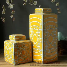 Цзиндэчжэнь керамика китайский стиль украшения на желтый керамический бак внутри гостиной мягкого украшения