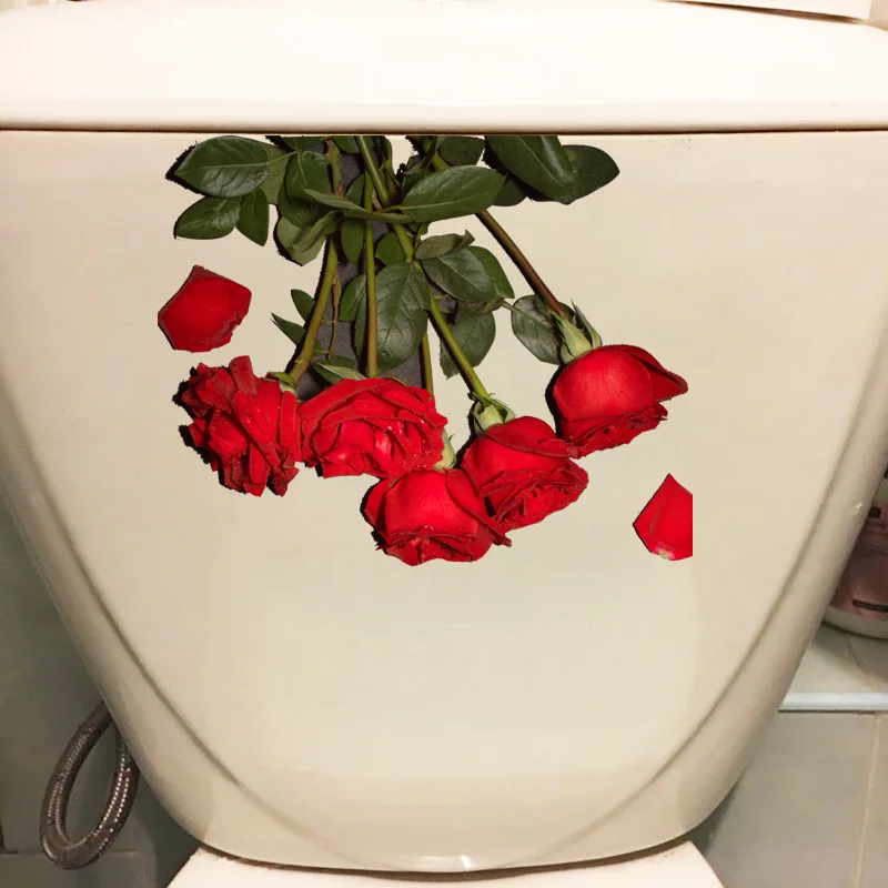 YOJA 18,7X23,1 см День Святого Валентина красная роза Мода wc, сиденье для унитаза наклейки домашний Декор стены T1-1254