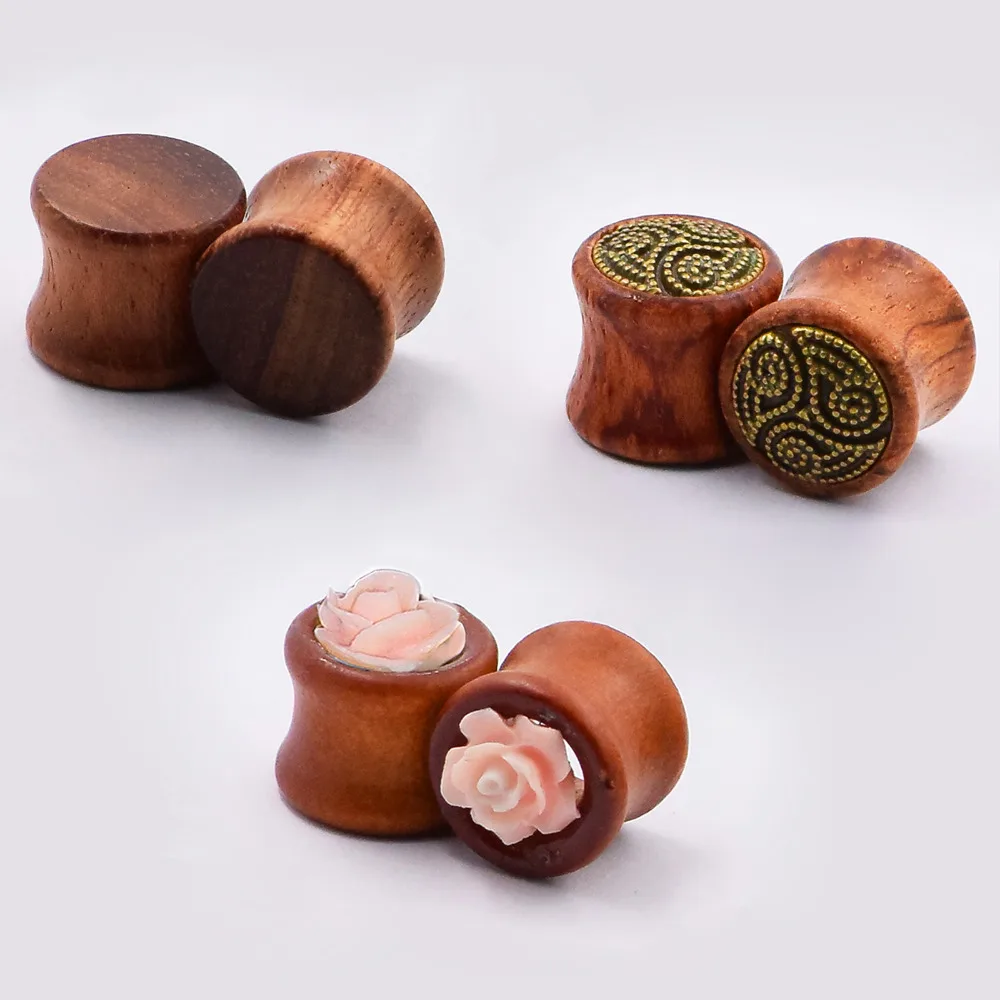 3pair Wood Ear Tunnels Plugs Flesh Flared Ear Skins Pierces Expansions for women man Earlet font