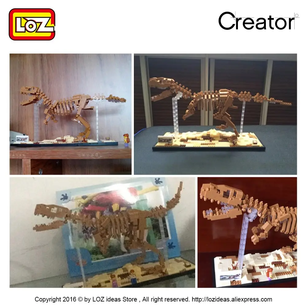 Строительные блоки LOZ Tyrannosaurus Rex fossiles T модель черепа DIY сборка игрушек скелета