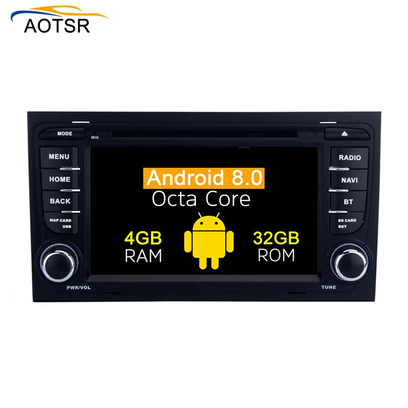 Top 2 din Android 8.1 Car multimedia dvd player head unit For Audi A4 S4 RS4 8E 8F B9 B7 car Radio stereo GPS navigation 8 Core 4+32 4