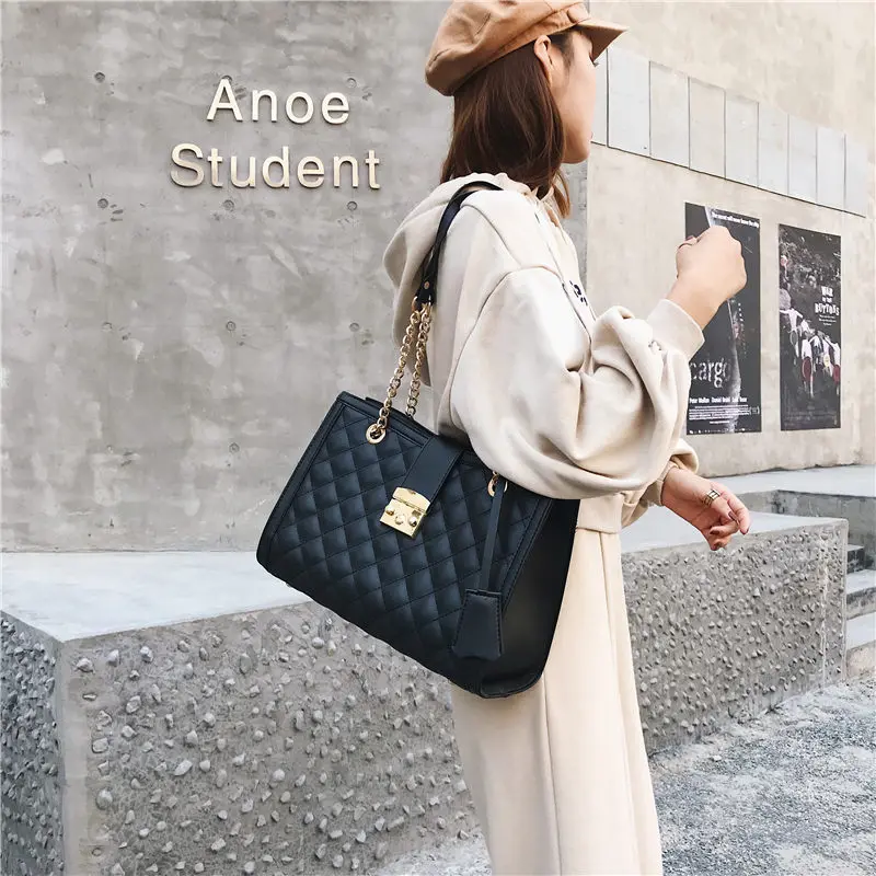 VOLESS Diamond Lattic Women Bags Fashion Patchwork Women Handbags High Quality PU Leather Fashion Women Chain Shoulder Bags