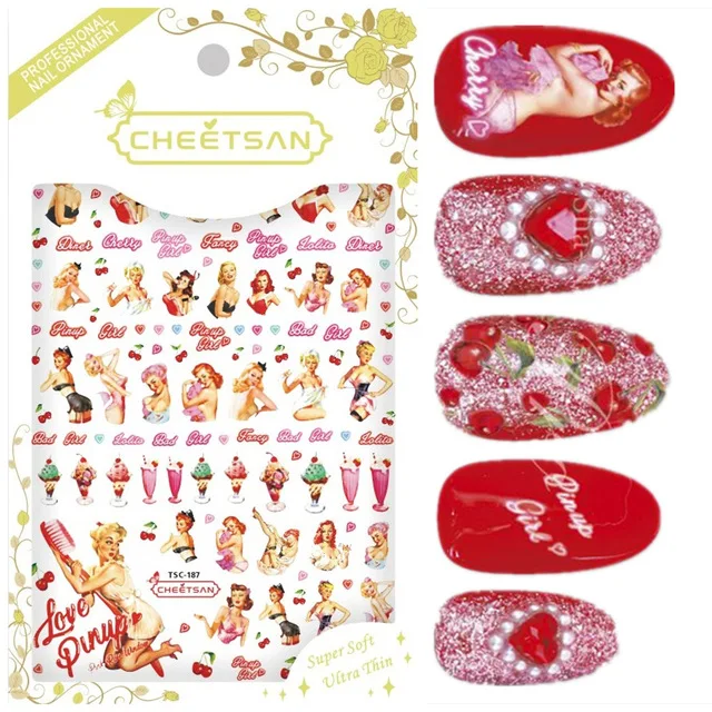 

Newest TSC-187 fashion ladies 3d nail art stickers Japan style nail decals stamping template DIY nail decoration tools nail wrap