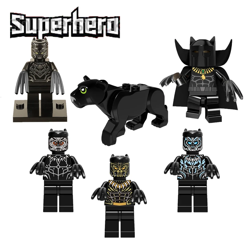 Super Heroes Marvel Avenger Black Panther With Claws Mini Doll Erik Killmonger Infinity War Building Block