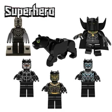 Super Heroes Marvel Avenger Black Panther With Claws Mini Doll Erik Killmonger Infinity War Building Block