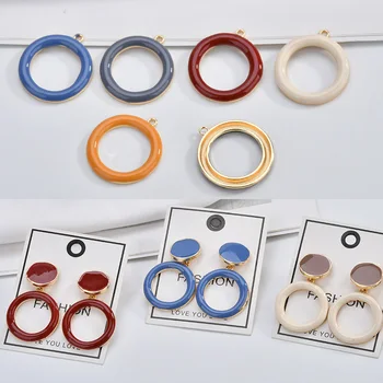 

Autumn and Winter Simple Hollow-out Circular Dropping Morandi Oil-dripping Alloy DIY Handmade Jewelry Earrings Accessories