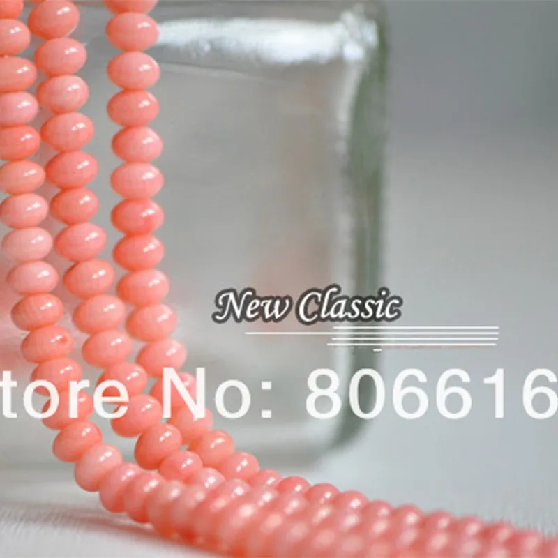 

6*4MM 95Pcs Pink Rondelle Type Natural Stone Loose Coral Bead Strands Jewelry Beads Findings