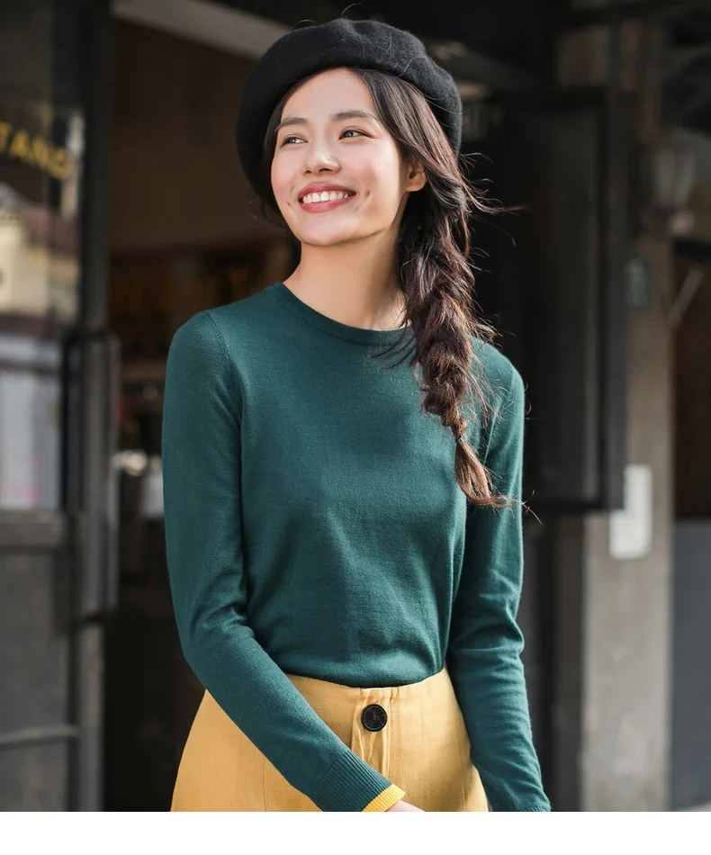 INMAN осенний шерстяной Теплый разноцветный женский круглый цветной пуловер свитер