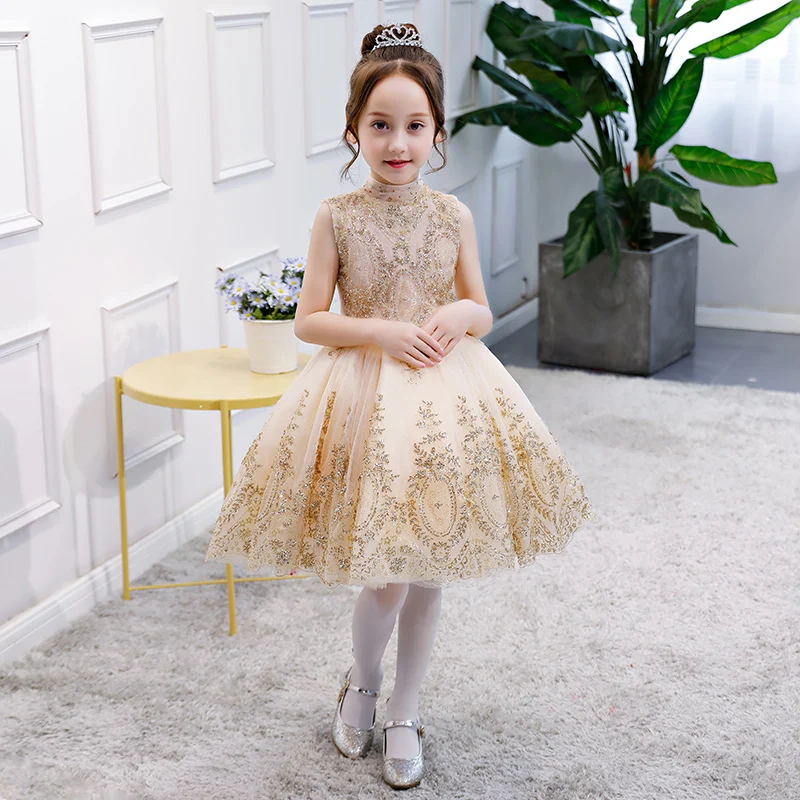 

Glizt Sequin Girl Summer Dress Flower Girl Wedding Dresses Lace Girl Party Princess Birthday Dress Kids First Communion Gown