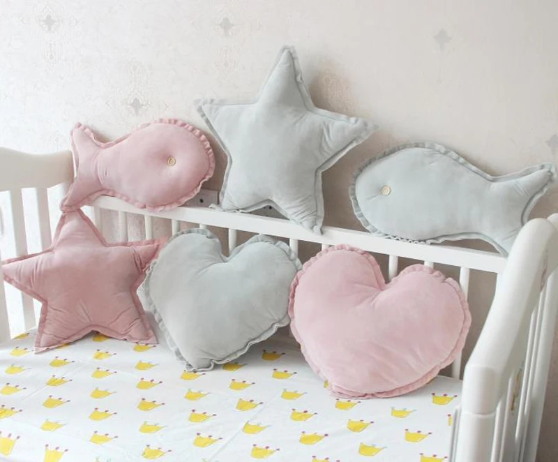 

Fleece Pillow Decorative Room Cartoon Star Heart Fish Pillow Cushion Cute Baby Pillows Sleep Toys Stuffed Plush Dolls Cusion