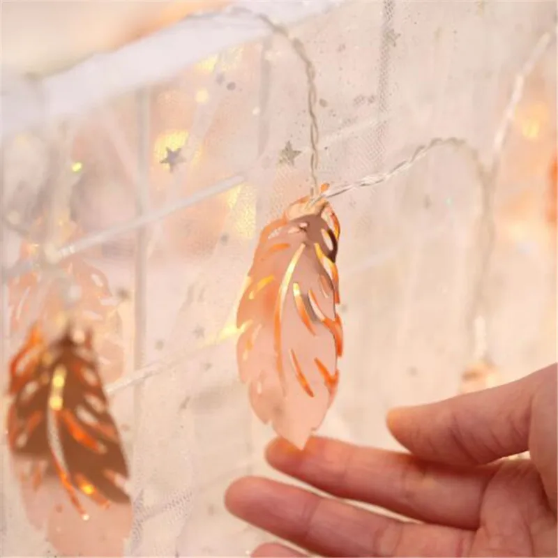 

Rose Gold Feather Shape 1.5M 3M LED String Light Portable AA Battery Operated Christmas Wedding Party Holiday Deco Holiday Lamp