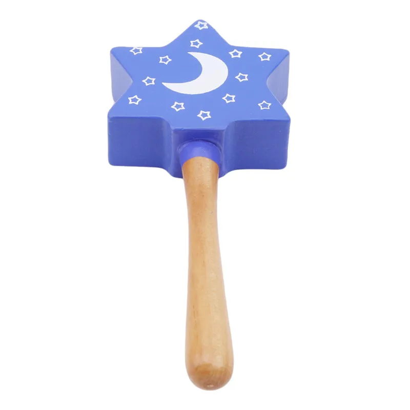 Деревянная детская погремушка игрушка интеллект Захватывающие игры ручной Колокольчик погремушка забавные развивающие мобильные игрушки подарки на день рождения для детей - Цвет: star deep blue