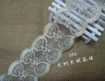 

lace fabrics30yard/lot 7cm exquisite gold thread flower embroidery lace trim Bowknot is lace gift packing DIY accessories
