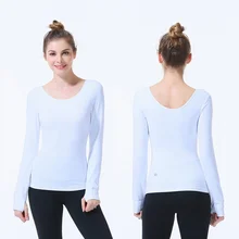 Женская Спортивная одежда для фитнеса женский трикотаж бесшовный длинный рукав тренажерный зал женская спортивная рубашка Йога Топ Женский топы Спортивные футболка