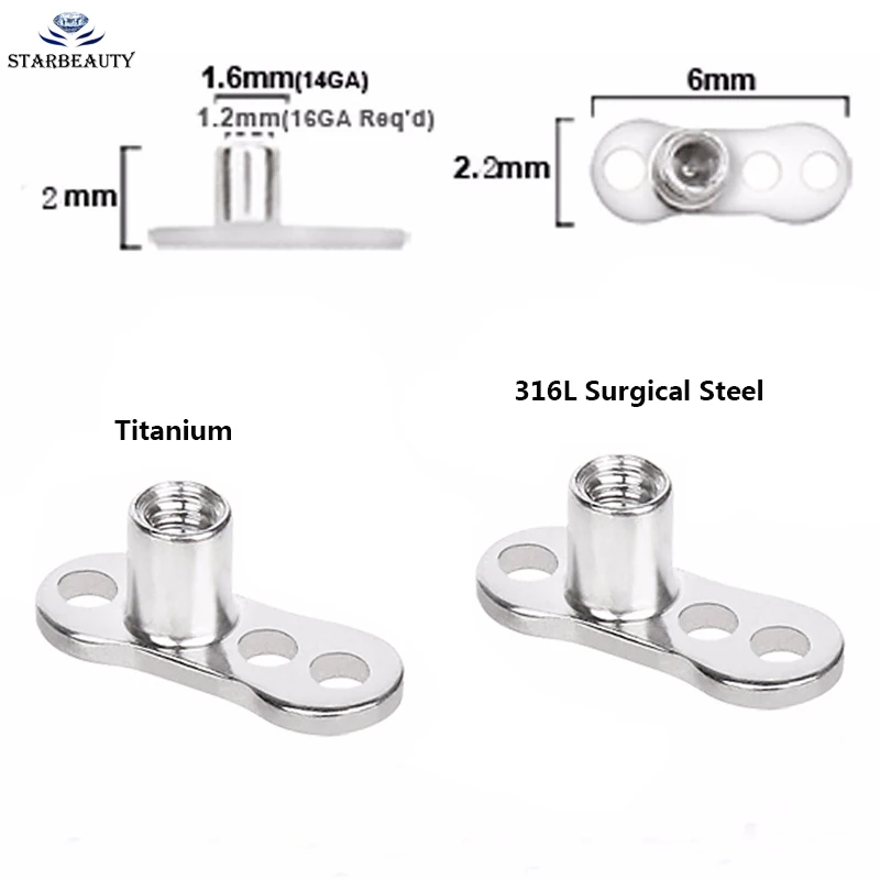 

10pcs G23 Titanium & Surgical Steel Skin Diver Base Surface Piercings Retiners Hide-it Body Jewelry Micro Dermal Anchor Piercing