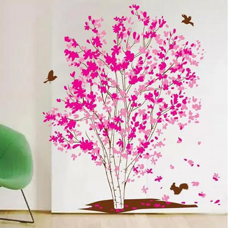 1/2 قطعة/المجموعة PVC الذاتي لاصق شجرة ملصقات جدار الشارات القابلة للإزالة غرفة نوم ديكور المنزل