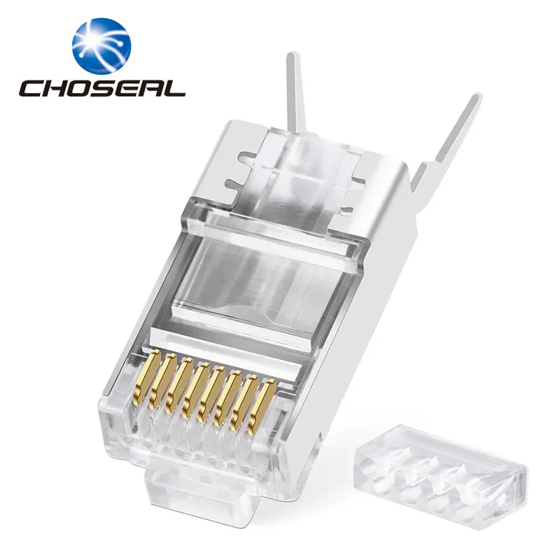 Choseal Cat7 RJ45 модульный разъем для Cat6A/Cat7 кабель stp ethernet Позолоченный QS6017 |