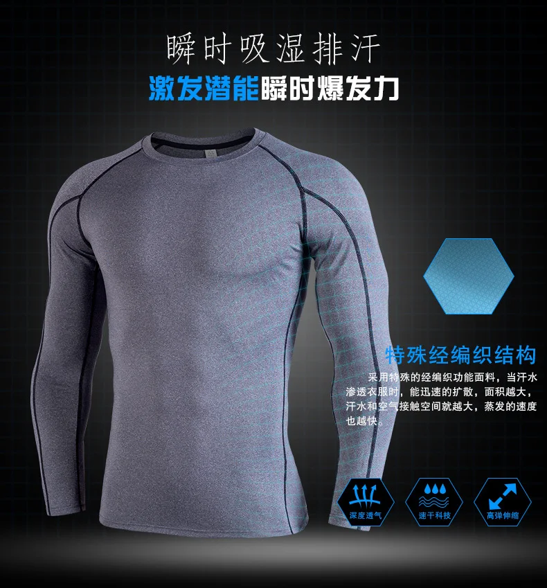 Man Compression Sports Suit Quick drying Perspiration Fitness Training MMA Kit rashguard Male Sportswear Jogging Running Clothes (3)