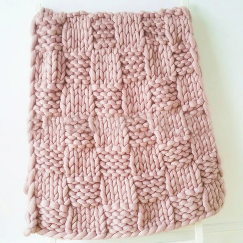 

Hand Made Woven Wool Blanket Imitation Merino Wool Blanket Super Thick Sofa Bed Home Decor Throws Solid Color Blankets
