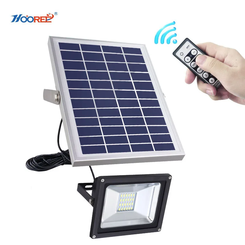 

HOOREE 20W LFP Battery Solar Light IR Remote Control Solar Flood Light 40LED Outdoor Waterproof IP65 Durable Aluminum Solar Lamp
