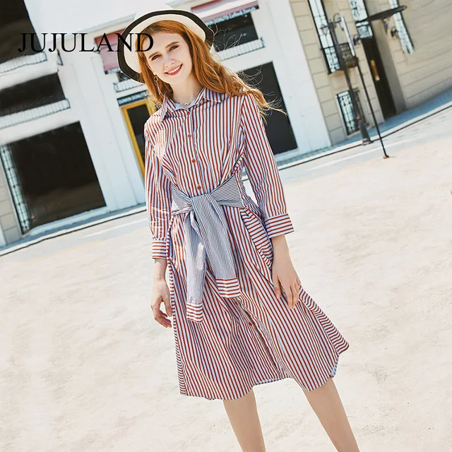 2018-Spring-Tie-Waist-Long-Shirt-Women-Shirt-Striped-Blouse-Nine-Q-Turn-down-Collar-Blusas.jpg_640x640