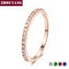 ZHOUYANG-Anillo de boda para hombre y mujer, sortija clásica Multicolor, Mini Circonia cúbica, Color oro rosa, joyería R132 R133 ► Foto 1/6