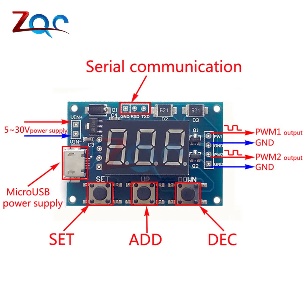 DC 5-30V Micro USB 5V power независимый pwm генератор сигналов 2 канала двойной способ цифровой светодиодный Рабочий цикл частота импульса доска