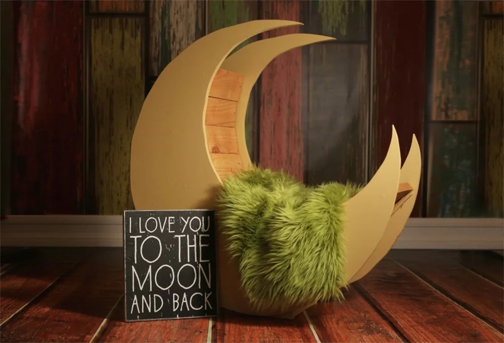 

Laeacco Moon Wooden Props Board Wall Baby Birthday Party Child Portrait Photo Backgrounds Photography Backdrop For Photo Studio