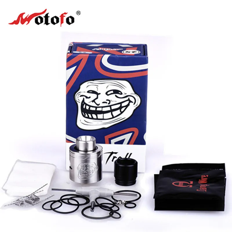 

Original Wotofo The Troll RDA V2 Tank Reverse adjustable 510 pin Rebuildable Atomizer with pre-made twisted coil Free Shipping
