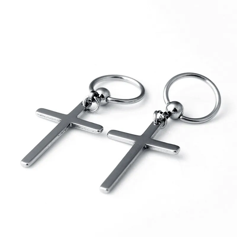 BOAKO, черные/серебряные маленькие висячие серьги-кольца с крестиком для мужчин, простые серьги Huggie, Bohemia Bijoux Brincos X7-M2