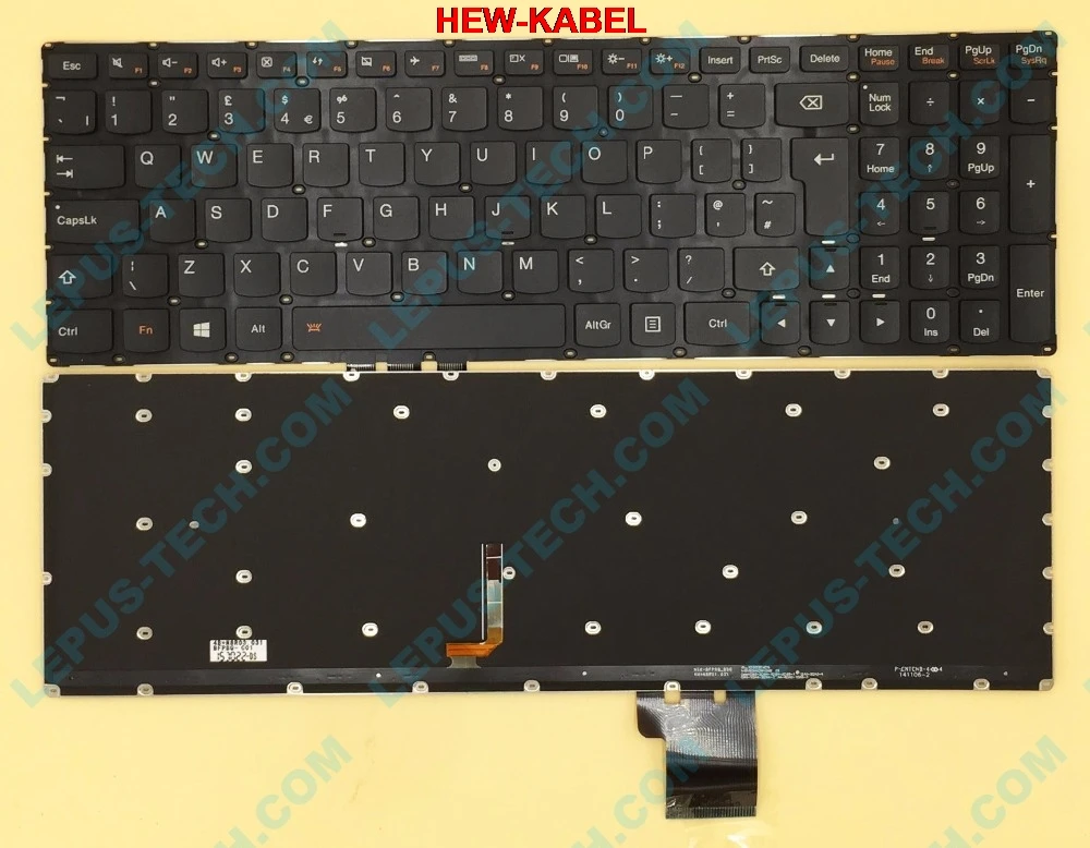 Оригинальная английская клавиатура для LENOVO Y50 Y50-70 U530 Y70-70 с белой подсветкой а не