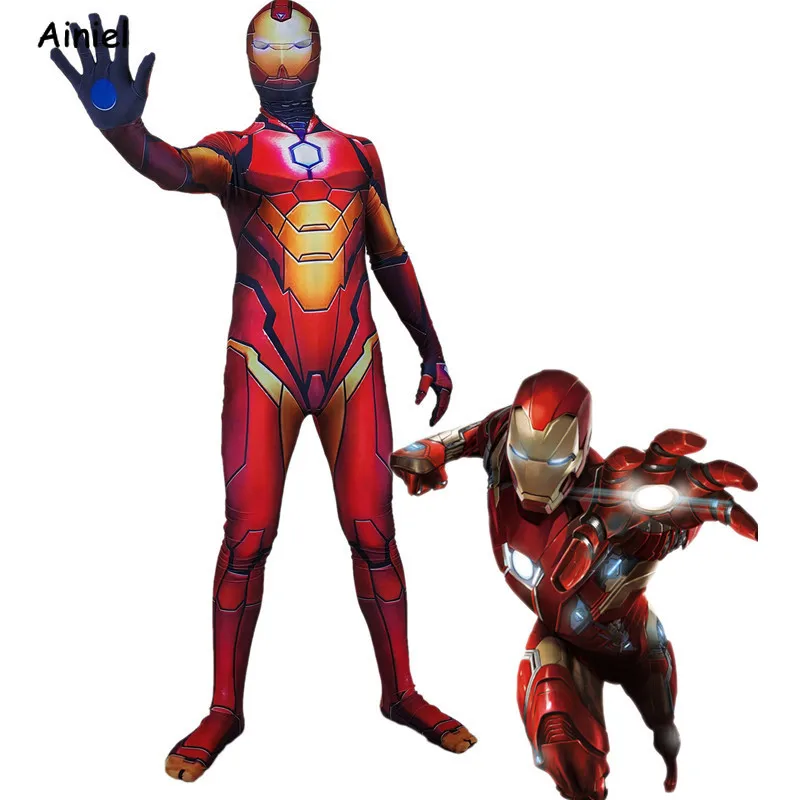 

Movie Avengers 4 Endgame Iron Man Cosplay Costume Spiderman Zentai Bodysuit Halloween Mask Iron Man Costumes for Adult Kids Men