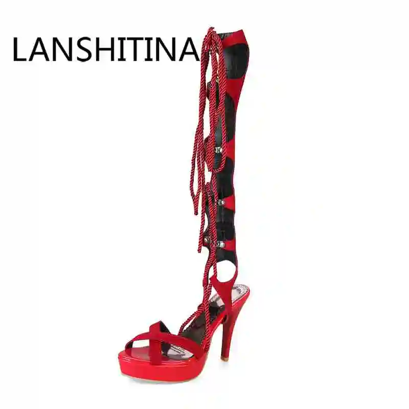 Fashion long sandals boots Gladiator Lace Up sexy party women shoes fashion Cross tied shoes high