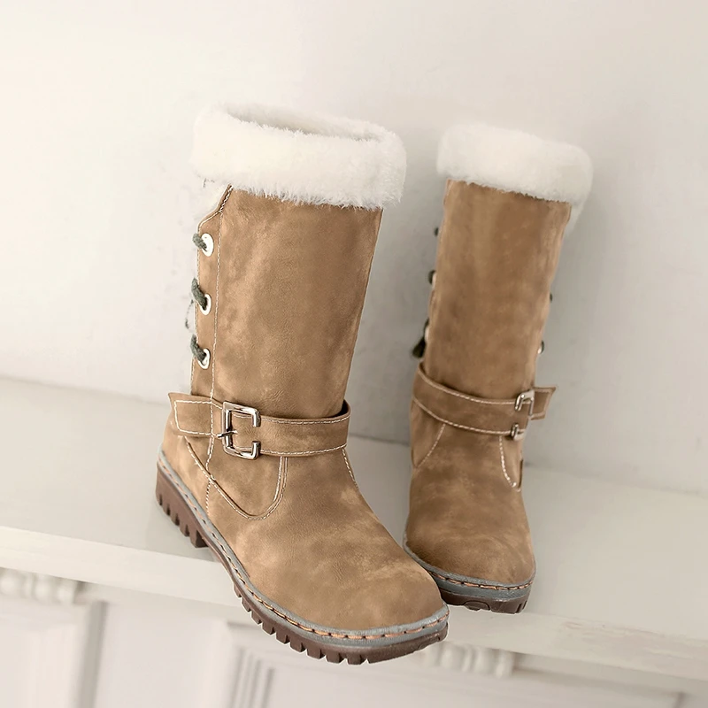 Asileto ботильоны для женщин зимние ботинки с пряжкой, из водонепроницаемого материала на шнуровке обувь, сапоги botas femininas; женская обувь S677