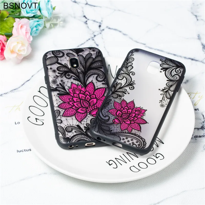

For Samsung Galaxy J7 2017 Case Black Rose Flower Embroidery Foral Back Cover For Samsung Galaxy J7 2017 J730 Phone Fundas Capa