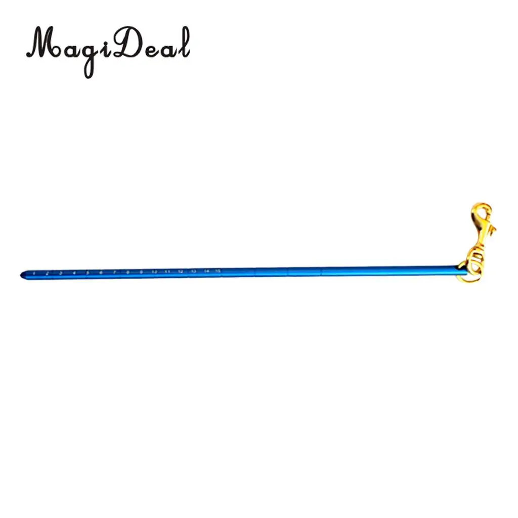  MagiDeal Aluminum Alloy 13.4'' 340mm Scuba Diving Dive Lobster Stick Pointer/Tank Banger With Attachment Clip (Brass Bolt Snap)