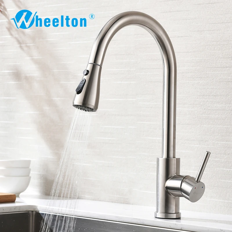 

Wheelton Kitchen Faucet Sprayer Pull Out / Down Stainless Steel 360 Swivel Tap Single Handle Goods For Kitchen Mixer Freeship
