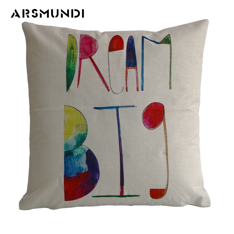 

Vintage Letter Pillow Case English Words Linen Cushion cover living room bed sofa pillowcase Home textile for drawing room