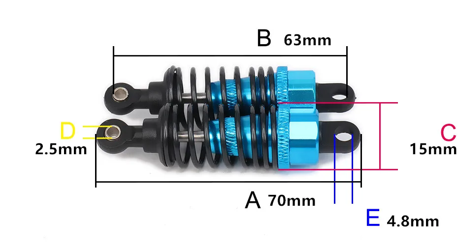 Масляный Регулируемый алюминиевый амортизатор амортизатора 70 мм для радиоуправляемого автомобиля 1/16 Багги грузовика Hpi Hsp Traxxas Losi axial Tamiya 2 шт