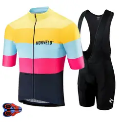 Morvelo 2019 для мужчин летняя одежда Велоспорт наборы короткий рукав нагрудник шорты для женщин мужчин's дышащий детский нагрудник Майо ciclismo
