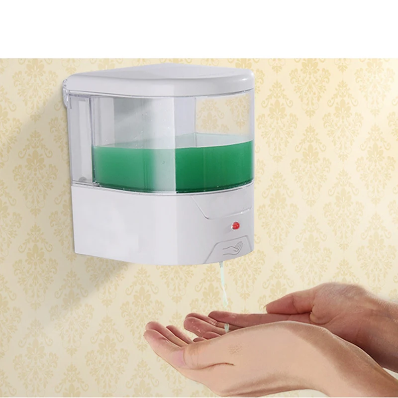 

Newest 1pc 600ml Battery Powered Wall Mounted Automatic IR Sensor Soap Dispenser Soap Dispenser for Kitchen and Bathroom