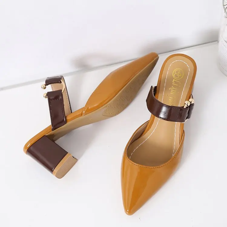 spring summer sandals Square heel casual shoes women shoes single shoes pointed fashion thick with high heels female f088