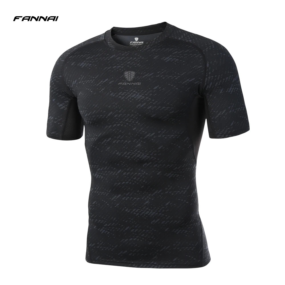

2019 New Brand Men Gym Running T Shirts Compression Short Sleeve Man Bodybuilding Training Tights Sport Shirt Jogging Spandex