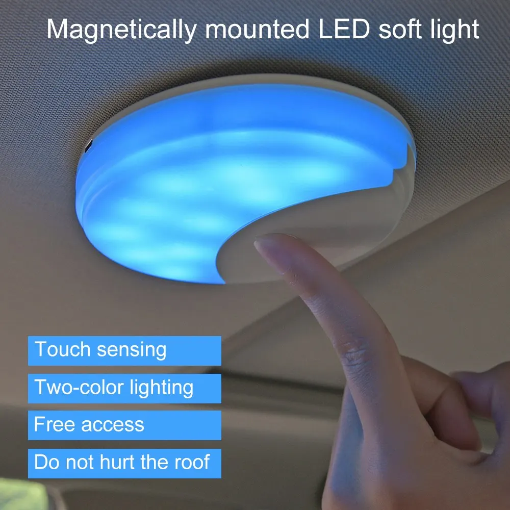 

Car Reading Light Roof Ceiling Dome Magnetic LED Interior Car Reading Light Car LED Two-color Reading Light Universal Portable